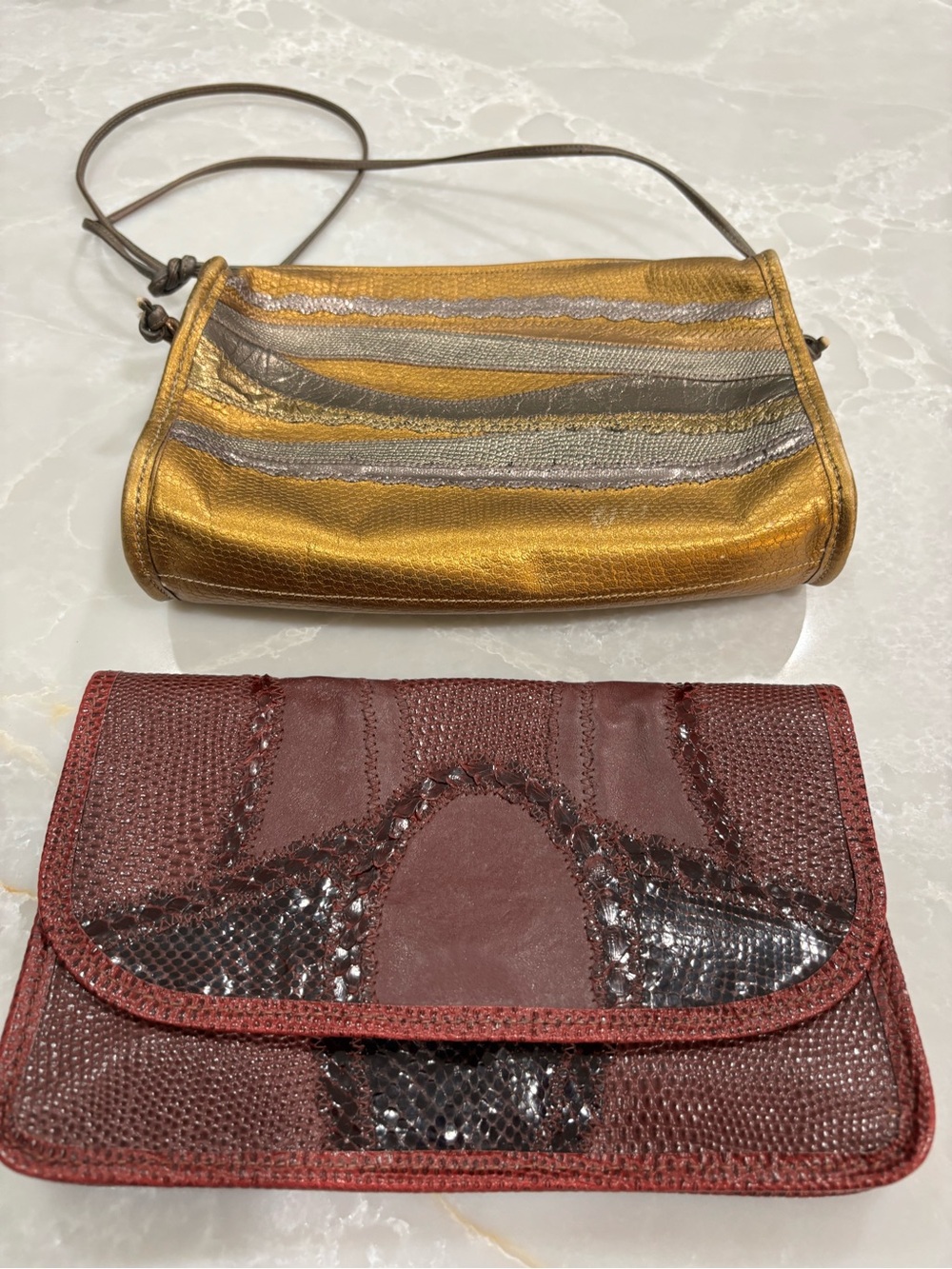 Two vintage Carlos Falchi Reptile Leather‎ Purses
